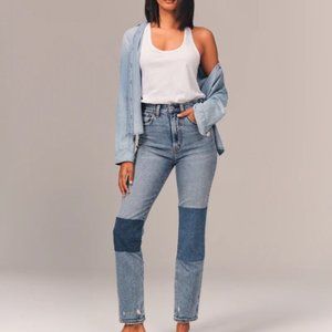 Abercrombie & Fitch Patchwork Ultra High Rise The Ankle Straight Jeans